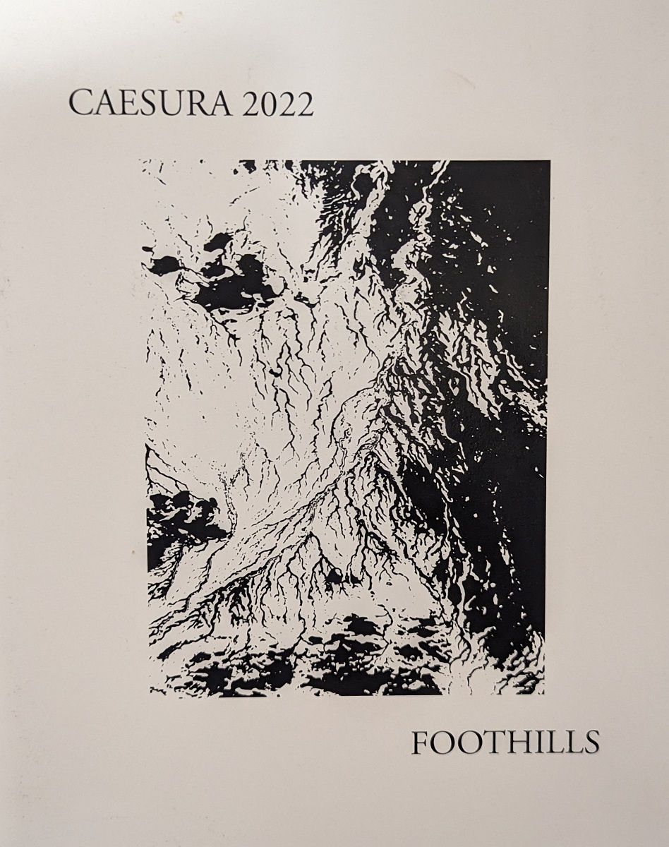 Front of FOOTHILLS 2022 issue, with an image of a mountain range